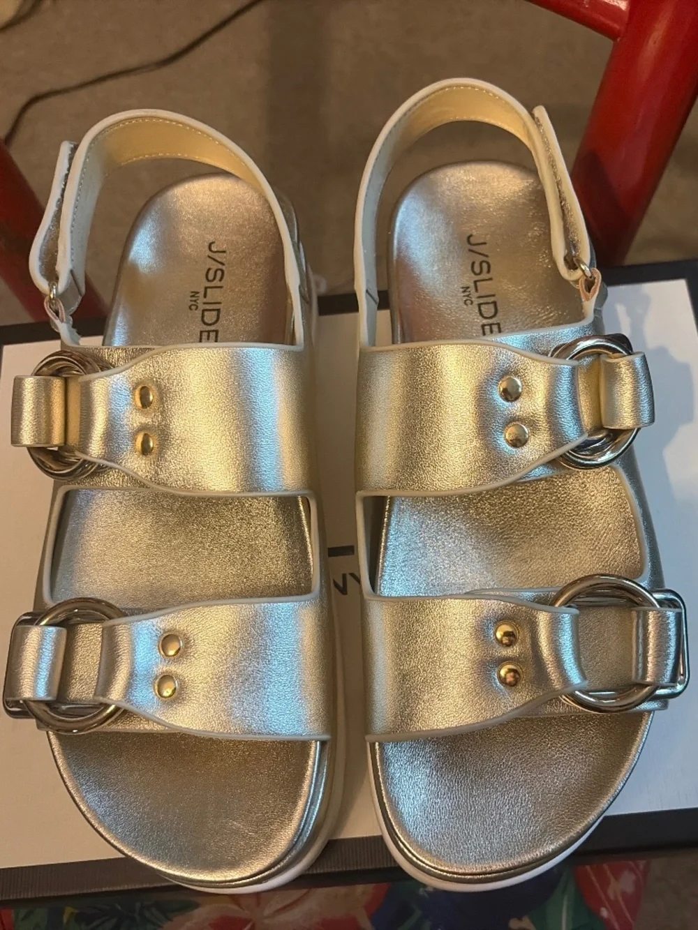 J/Slides buckle platform sandals